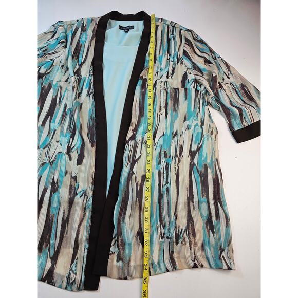 Fuax twinset career casual layering blouse blue stained glass 22W made in USA ^ - Picture 10 of 10